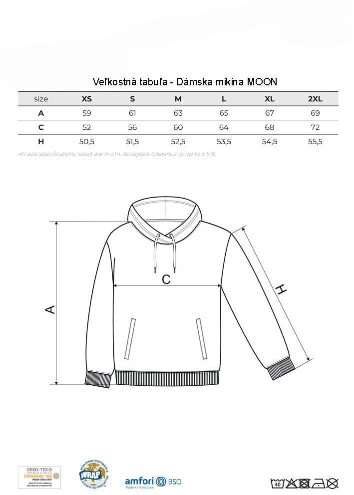 rozmery damska mikina moon